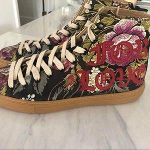 **SOLD ** GUCCI Major Blind For Love Floral Hightop Sneaker, Black and Red